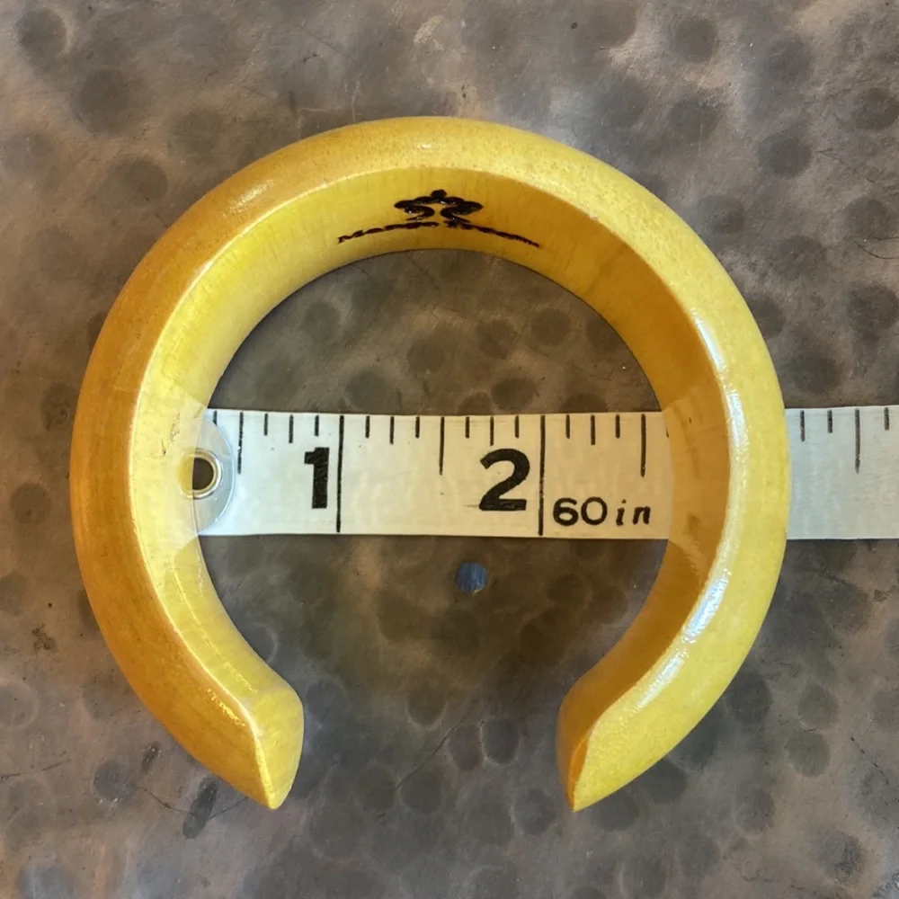 MANGO TREE Mustard Yellow Gold Light Wooden Boho Bangle Bracelet - Picture 8 of 11